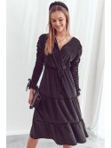 Rochie din velur cu decolteu plic, neagra 0548 - Magazin online - Boutique